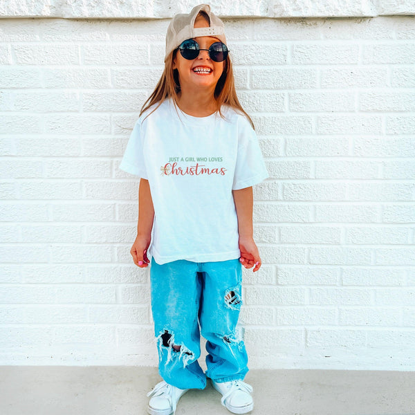 Baumwolle T-Shirt für Mädchen "Just A Girl Who Loves Christmas"-FaceeCo