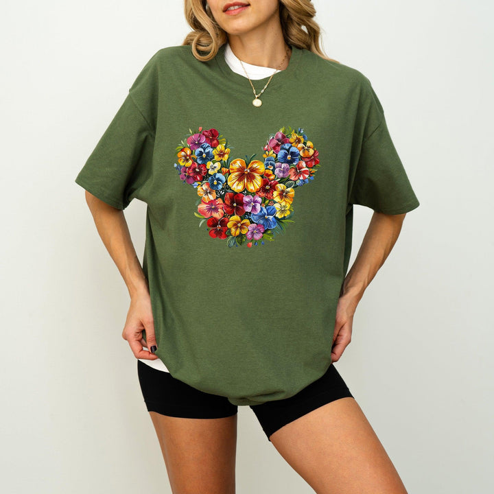 Baumwolle T-Shirt mit floralem Minnie-Kopf-FaceeCo