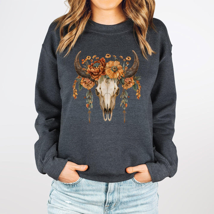 Boho-Kuhschädel Sweater | Ländlich inspiriertes Pullover-Design-FaceeCo