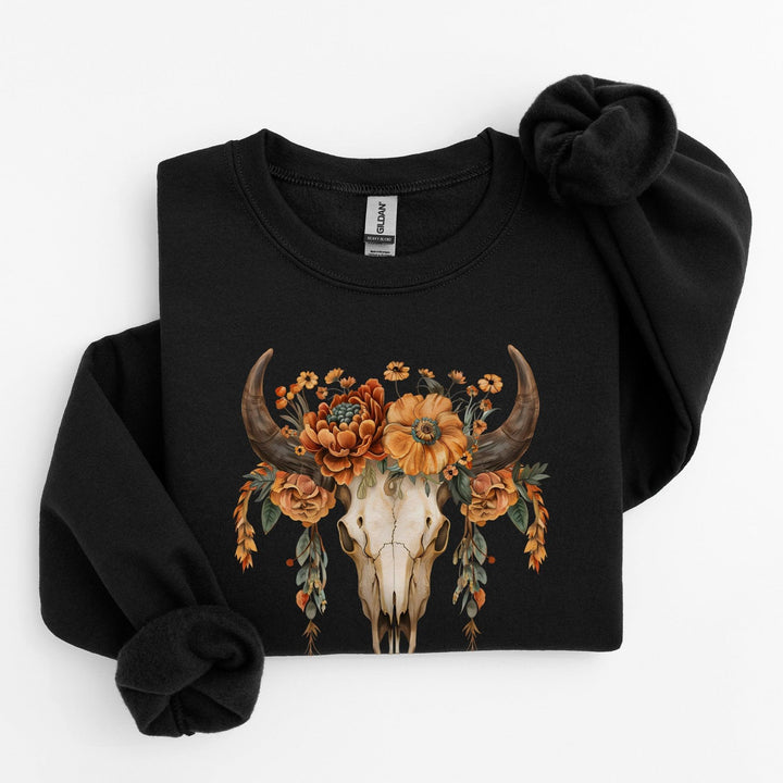 Boho-Kuhschädel Sweater | Ländlich inspiriertes Pullover-Design-FaceeCo