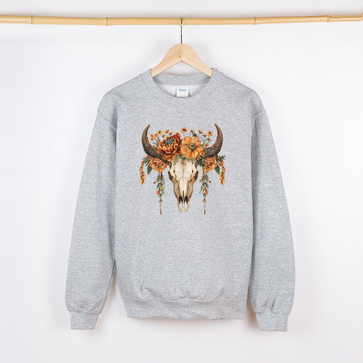 Boho-Kuhschädel Sweater | Ländlich inspiriertes Pullover-Design-FaceeCo