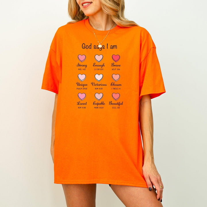 Christliches T-Shirt "God Says I Am" | Bibelvers-Shirt-FaceeCo