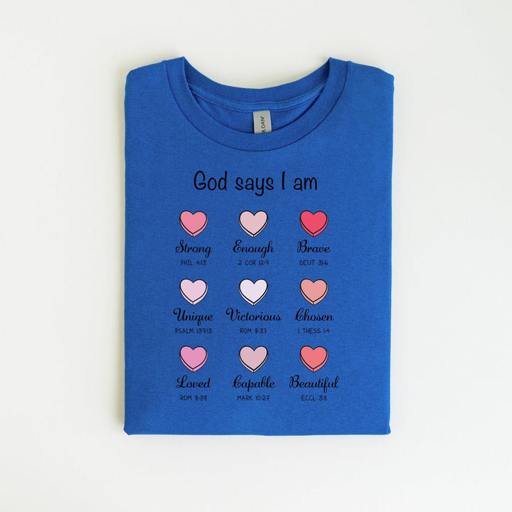 Christliches T-Shirt "God Says I Am" | Bibelvers-Shirt-FaceeCo