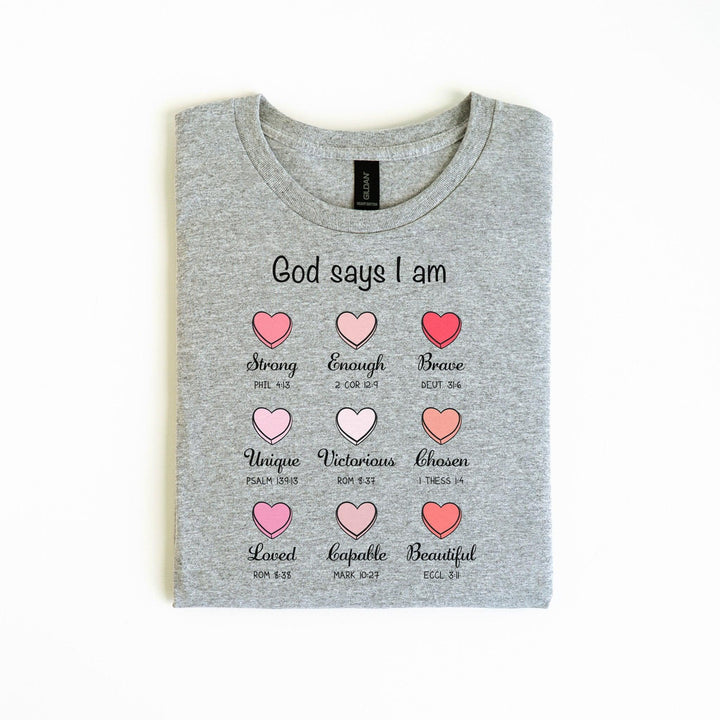 Christliches T-Shirt "God Says I Am" | Bibelvers-Shirt-FaceeCo