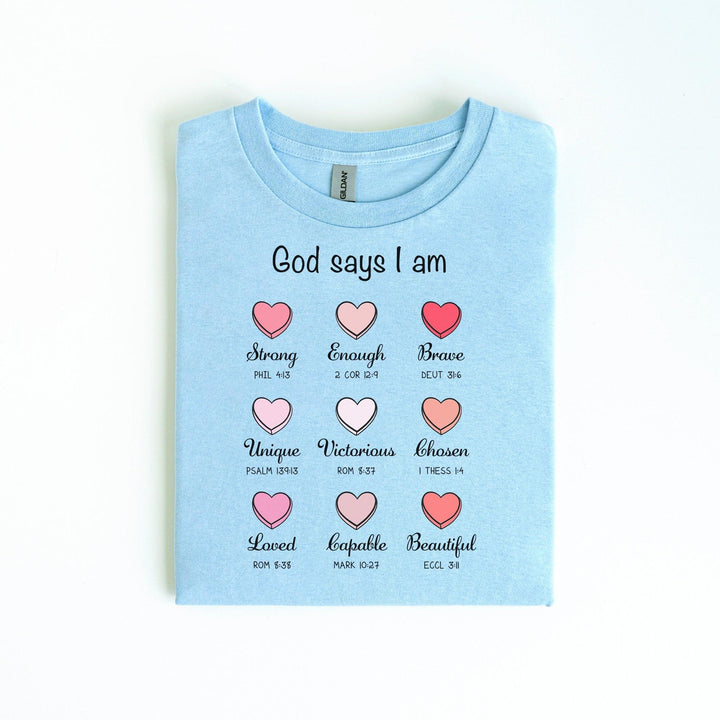 Christliches T-Shirt "God Says I Am" | Bibelvers-Shirt-FaceeCo