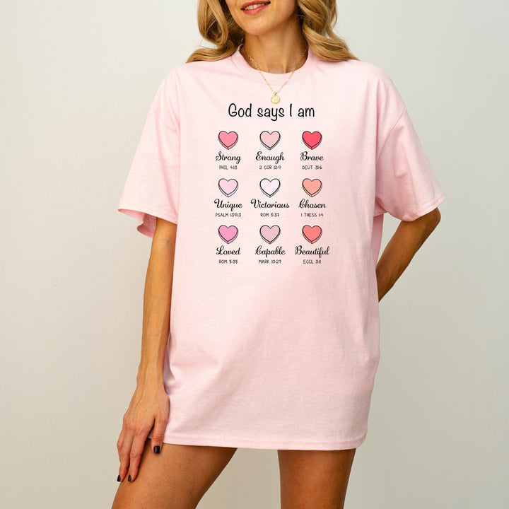 Christliches T-Shirt "God Says I Am" | Bibelvers-Shirt-FaceeCo