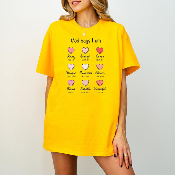 Christliches T-Shirt "God Says I Am" | Bibelvers-Shirt-FaceeCo