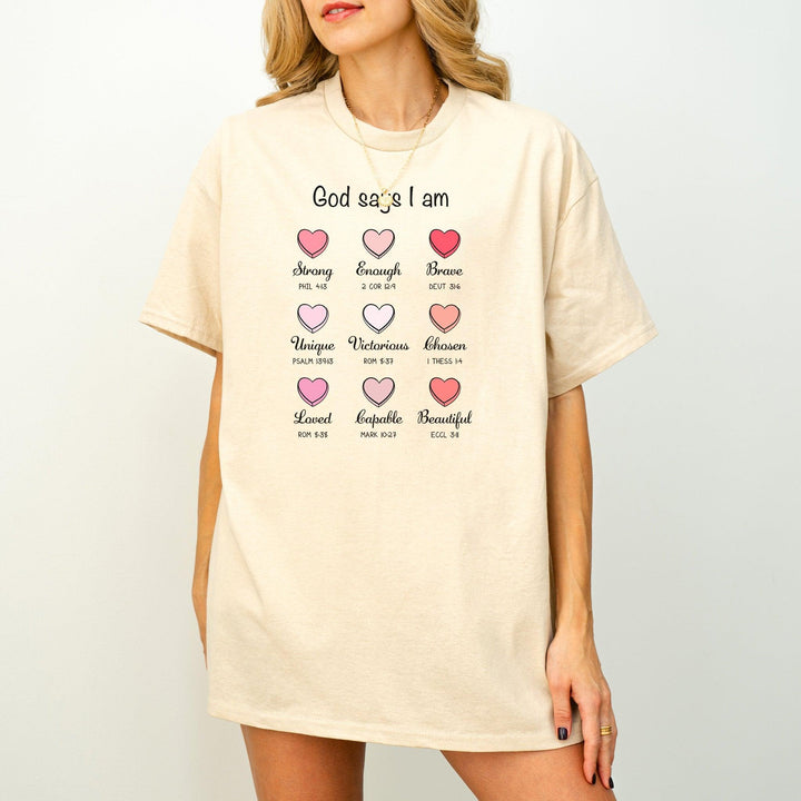 Christliches T-Shirt "God Says I Am" | Bibelvers-Shirt-FaceeCo