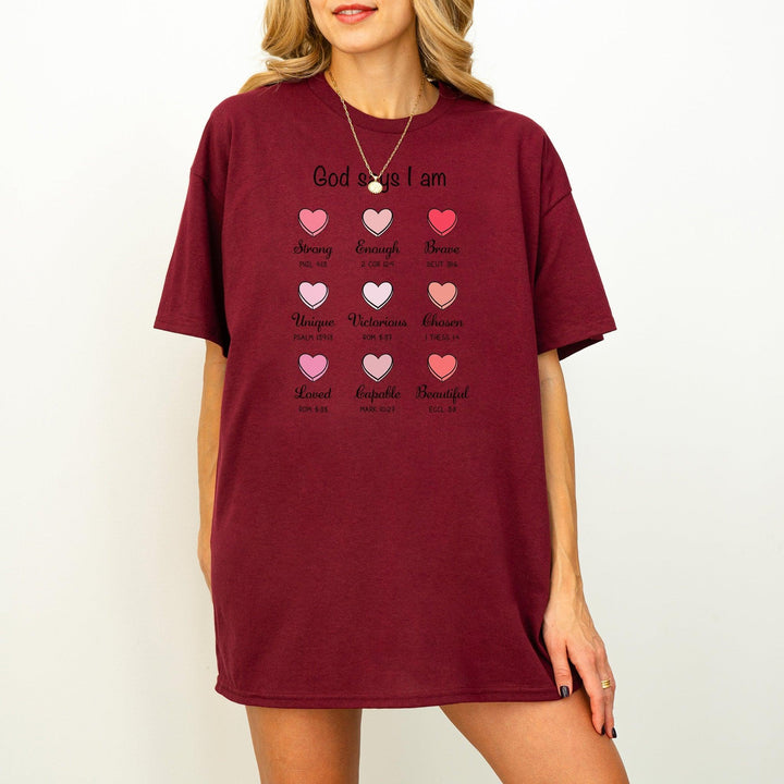 Christliches T-Shirt "God Says I Am" | Bibelvers-Shirt-FaceeCo