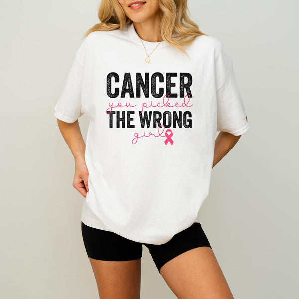 "Dear Cancer, You Picked The Wrong Girl" T-Shirt | Krebsbewusstseins T-Shirt-FaceeCo