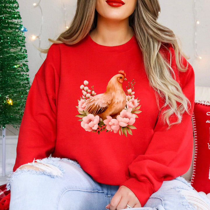 Floral-Huhn-Pullover | Süßer Sweater im Landhaus-Stil-FaceeCo