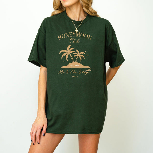 Personalisierter 'Honeymoon Club' T-Shirt mit den Namen des Hochzeitspaars-FaceeCo