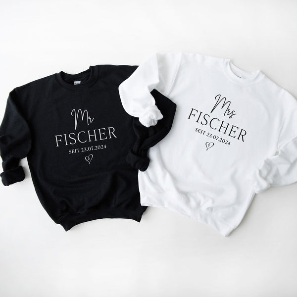 Flitterwochen-Pullover personalisiert mit den Namen des Hochzeitspaars-FaceeCo