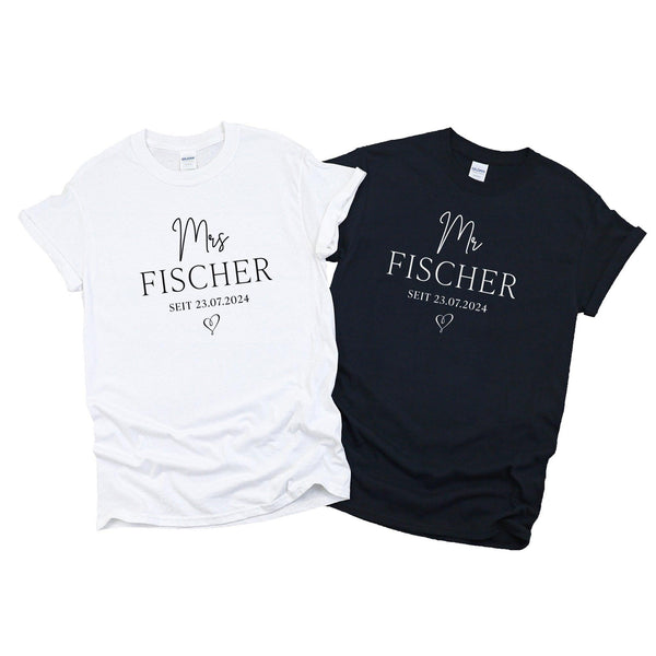 Individuelles T-Shirt mit den Namen des Hochzeitspaars für die Flitterwochen-FaceeCo