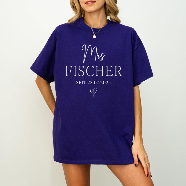 Individuelles T-Shirt mit den Namen des Hochzeitspaars für die Flitterwochen-FaceeCo