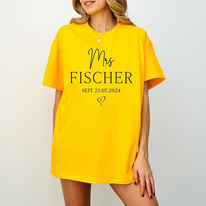 Individuelles T-Shirt mit den Namen des Hochzeitspaars für die Flitterwochen-FaceeCo