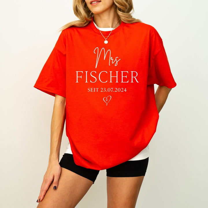 Individuelles T-Shirt mit den Namen des Hochzeitspaars für die Flitterwochen-FaceeCo