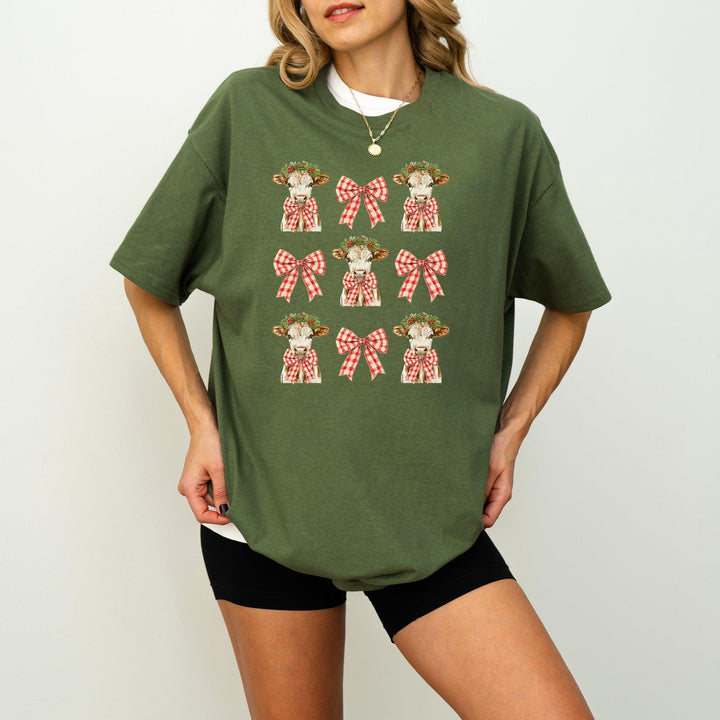 Kuh Coquette Schleifen-Shirt | Süßes festliches T-Shirt-FaceeCo
