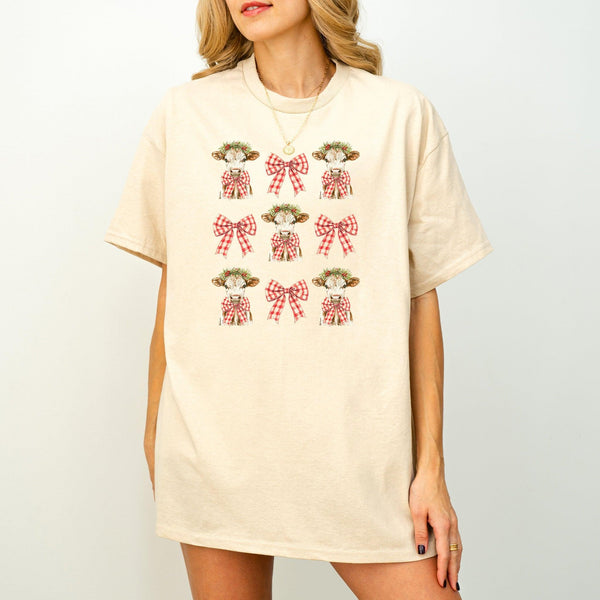 Kuh Coquette Schleifen-Shirt | Süßes festliches T-Shirt-FaceeCo