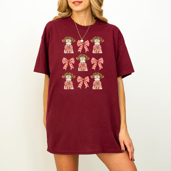Kuh Coquette Schleifen-Shirt | Süßes festliches T-Shirt-FaceeCo