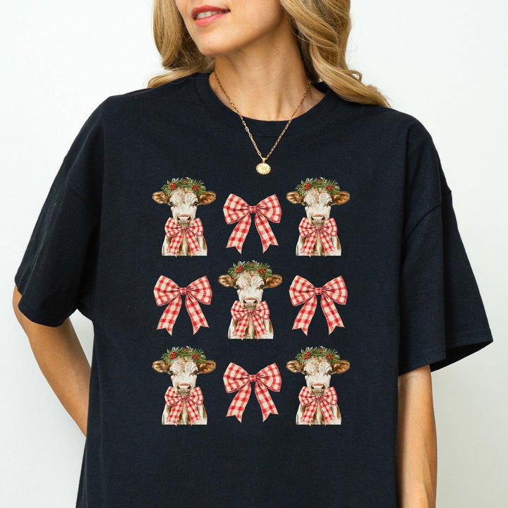 Kuh Coquette Schleifen-Shirt | Süßes festliches T-Shirt-FaceeCo