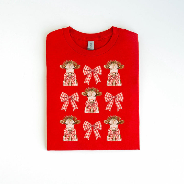 Kuh Coquette Schleifen-Shirt | Süßes festliches T-Shirt-FaceeCo