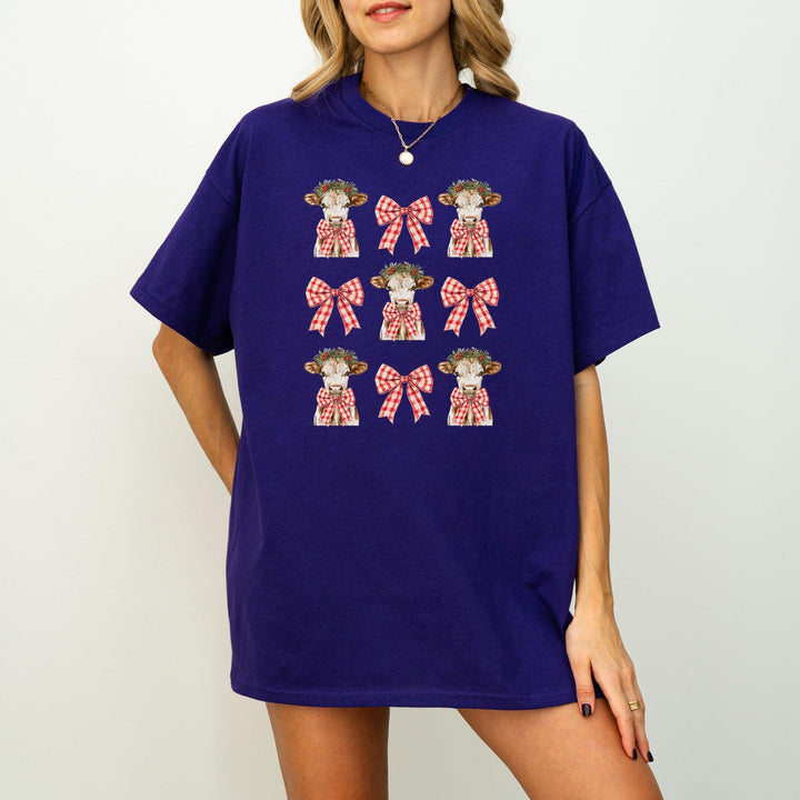 Kuh Coquette Schleifen-Shirt | Süßes festliches T-Shirt-FaceeCo