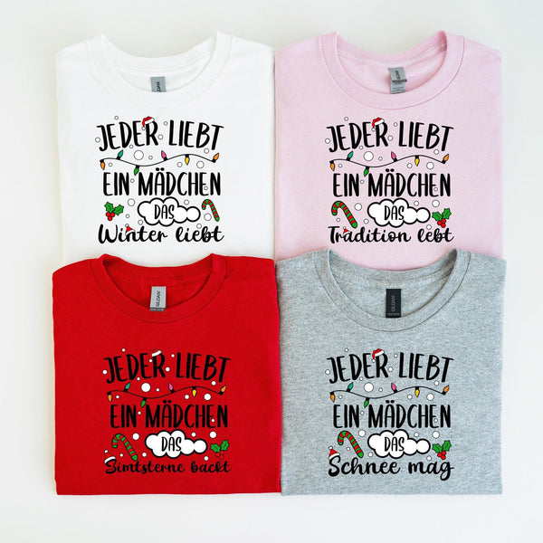 Lustige Weihnachts-T-Shirts Jeder liebt ein Mädchen-FaceeCo