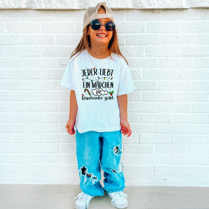 Lustige Weihnachts-Shirts für Kinder | Jeder liebt ein Mädchen... Kinder-T-Shirt-FaceeCo