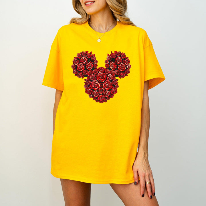 Minnie-Kopf aus Rosen-Shirt | Süßes Blumen T-Shirt-FaceeCo