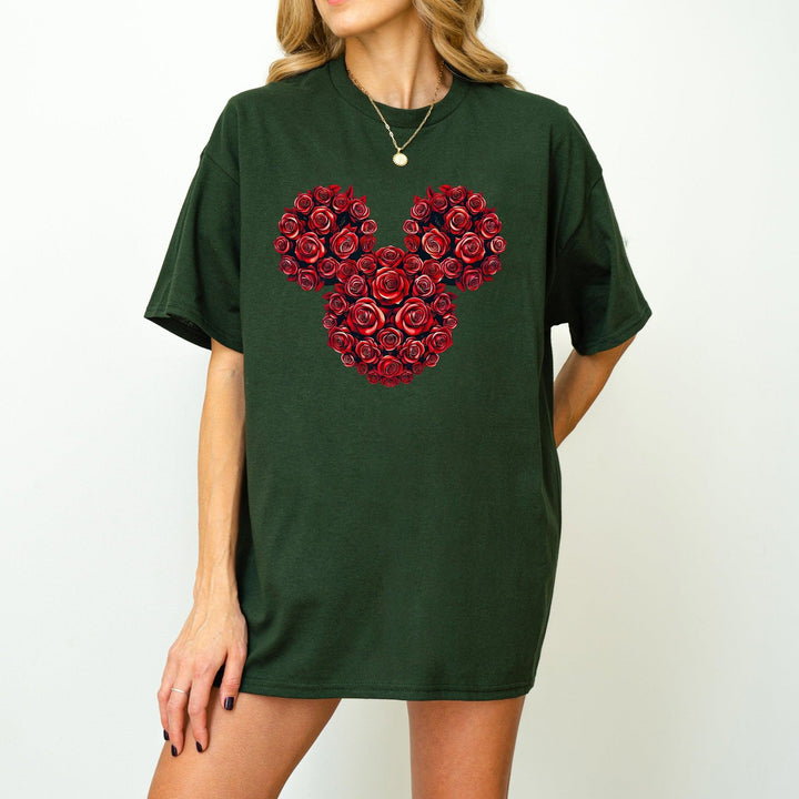 Minnie-Kopf aus Rosen-Shirt | Süßes Blumen T-Shirt-FaceeCo