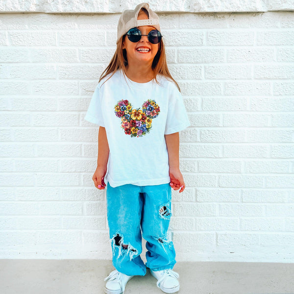 Niedliches Blumen Minnie-Shirt für Kinder | Süßes Minnie T-Shirt für Kids-FaceeCo
