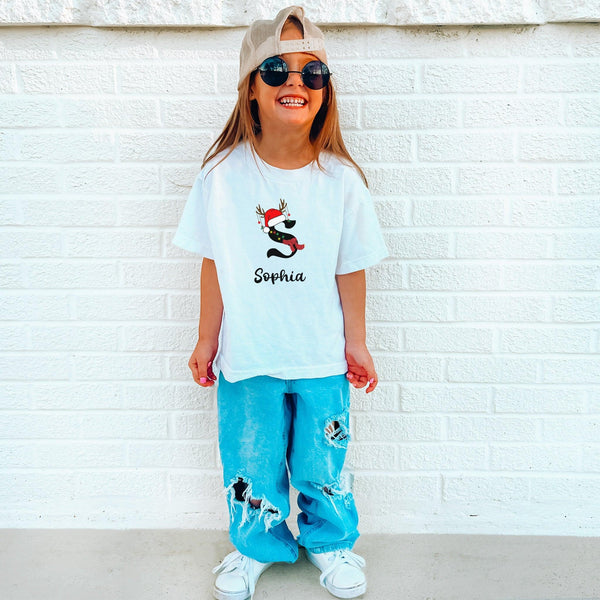 Personalisierbares Weihnachts Shirt für Kinder mit Namen-FaceeCo