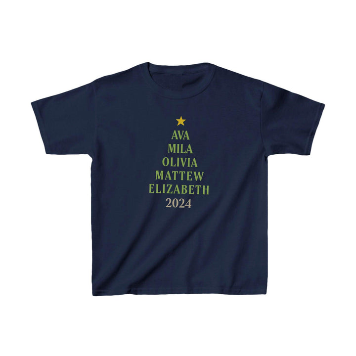 Personalisierbares Weihnachtsbaum T-Shirt für Kinder mit Familiennamen-FaceeCo