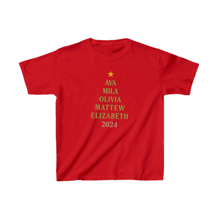 Personalisierbares Weihnachtsbaum T-Shirt für Kinder mit Familiennamen-FaceeCo
