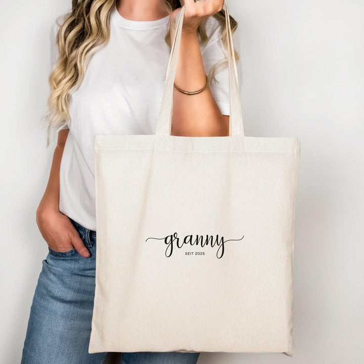 Personalisierte Baumwoll-Tasche für neue Oma seit... | Individuelles Geschenk für Großmutter-FaceeCo