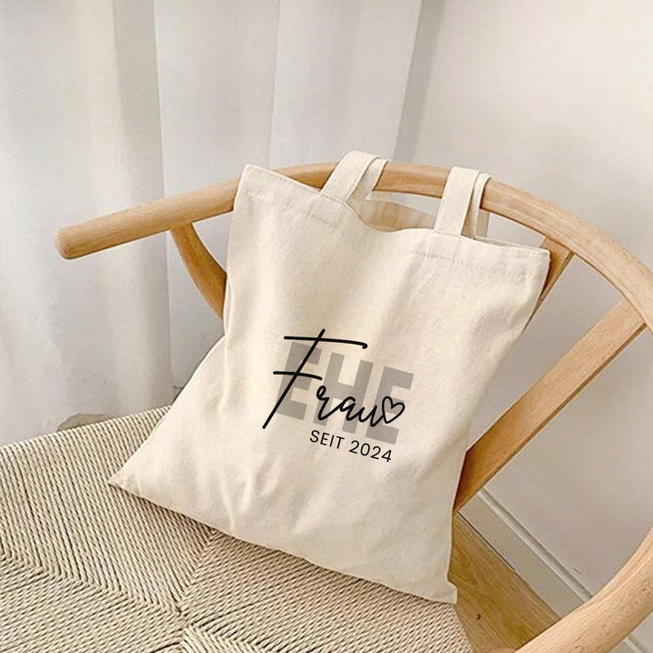 Personalisierte Baumwolltasche mit Hochzeitsdatum-FaceeCo