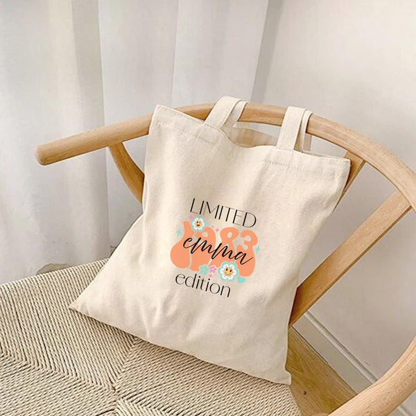 Personalisierte Retro Baumwolltasche mit Name und Jahr-FaceeCo