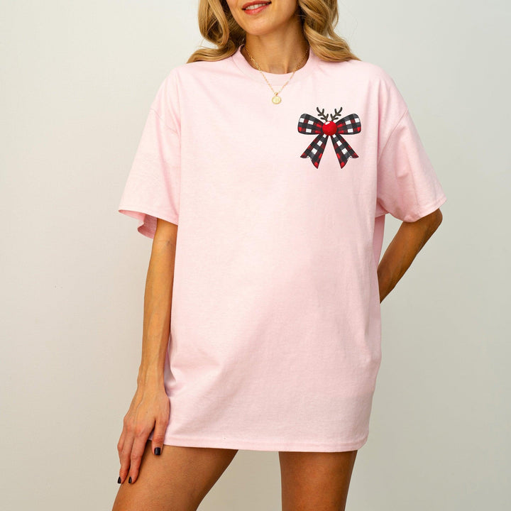 Rentier mit Schleife-Shirt | Süßes Weihnachts T-Shirt-FaceeCo