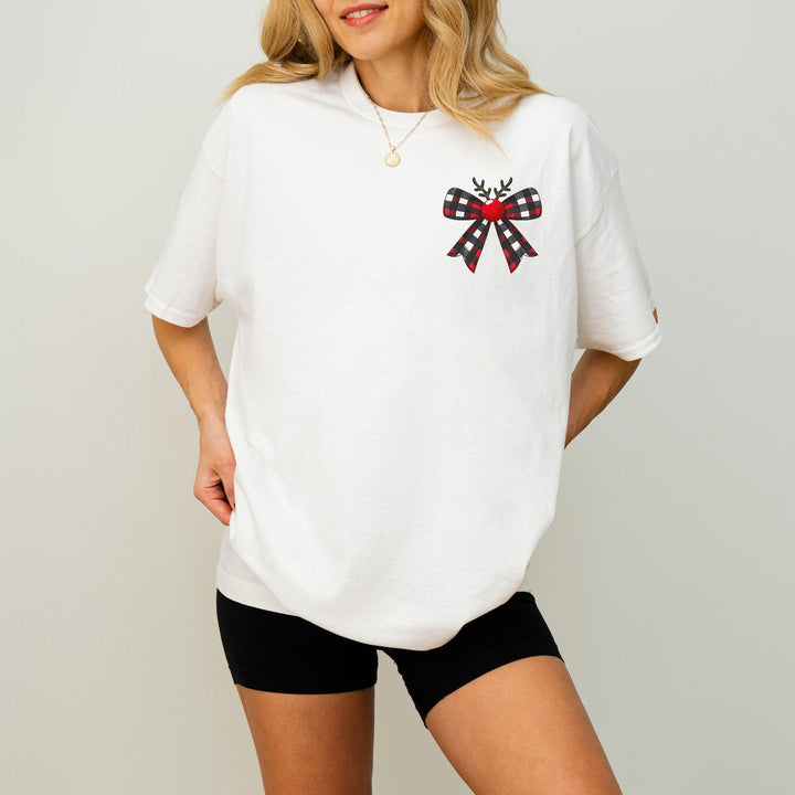 Rentier mit Schleife-Shirt | Süßes Weihnachts T-Shirt-FaceeCo