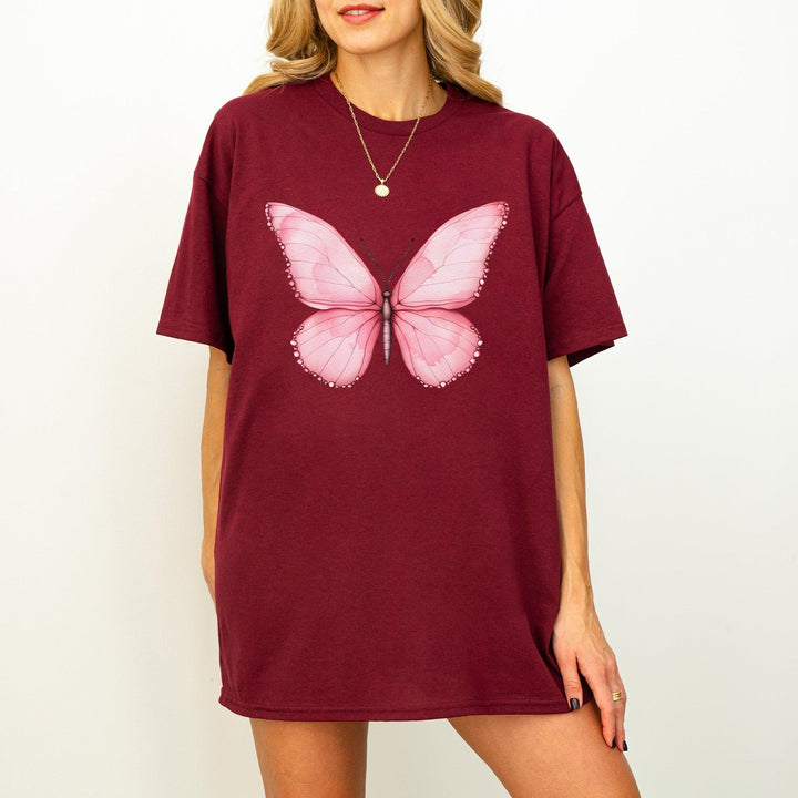 Rosa Schmetterling-Shirt | Perfektes Geschenk für Naturfreunde-FaceeCo