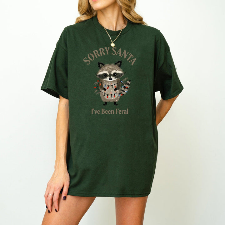 "SORRY SANTA I've Been Feral" T-Shirt | Weihnachtswaschbär-Shirt-FaceeCo