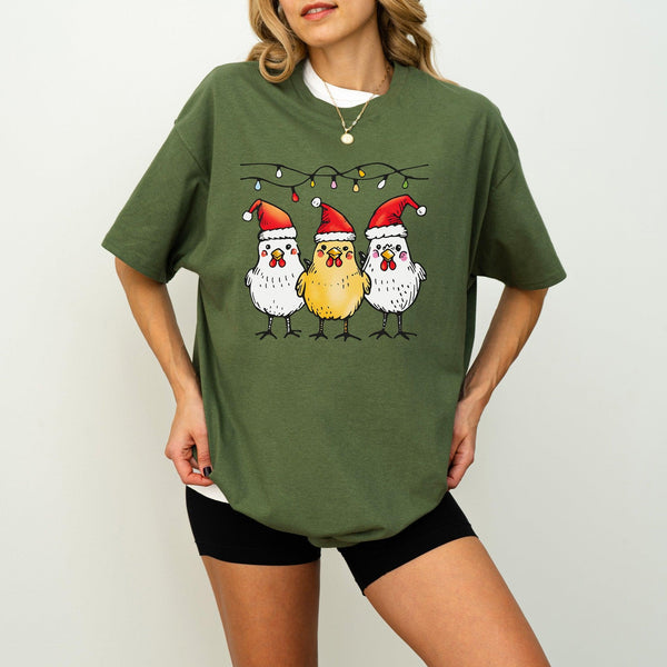 Weihnachts-Hühner-Shirt | Festliches und humorvolles T-Shirt mit Tiermotiv-FaceeCo
