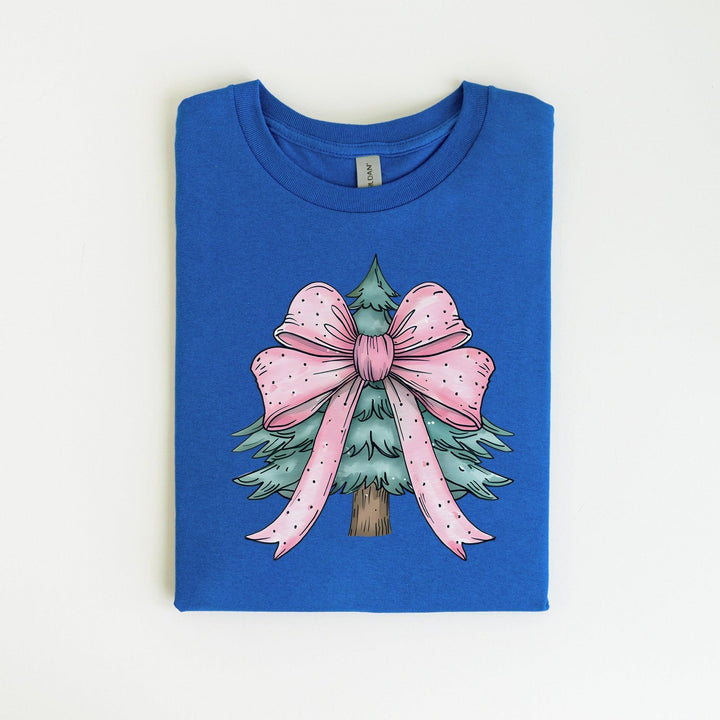 Weihnachtsbaum mit rosa Coquette-Schleifen-Shirt-FaceeCo