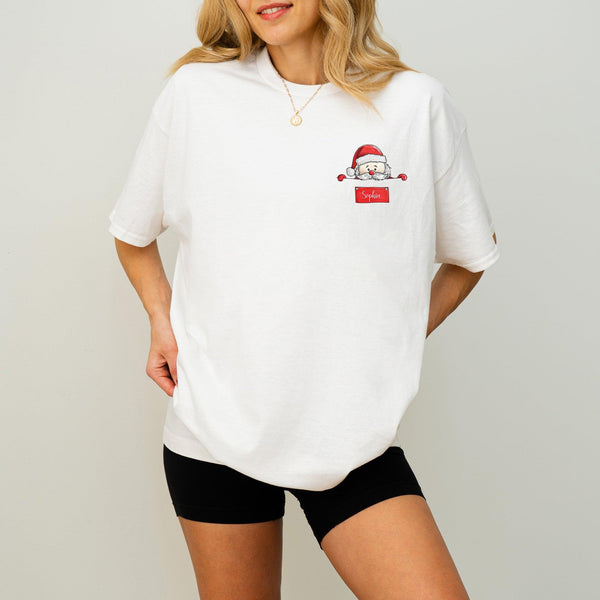 Weihnachtsmann mit Fake-Brusttasche T-Shirt | Personalisiertes Weihnachts-Shirt-FaceeCo