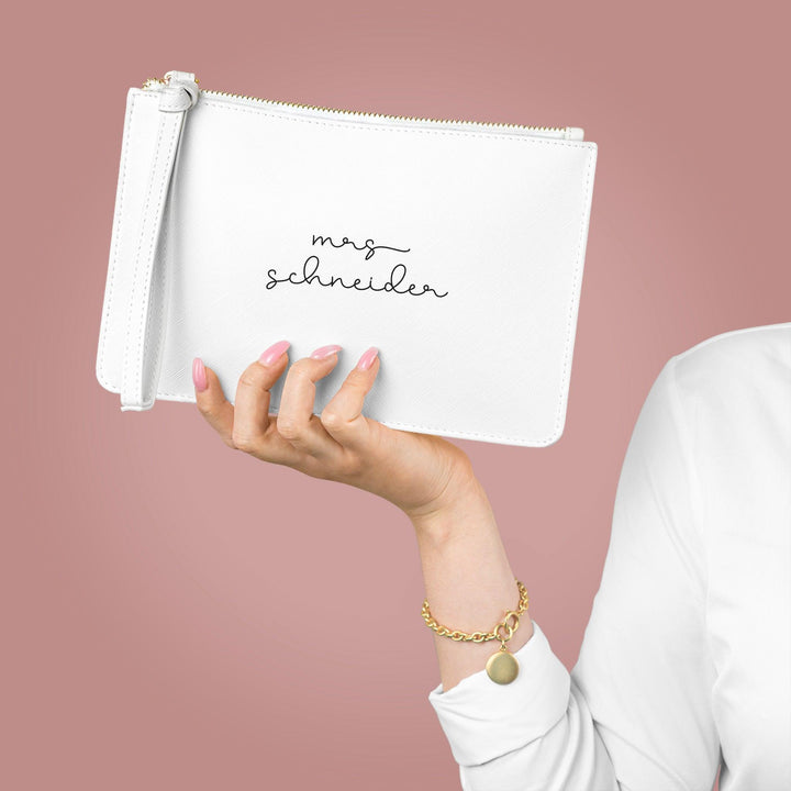 Weiße Braut Clutch mit Name-FaceeCo