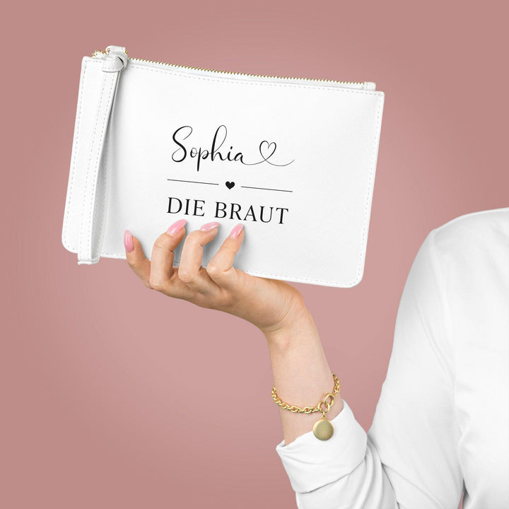 Weiße Braut Handtasche mit Namen-FaceeCo