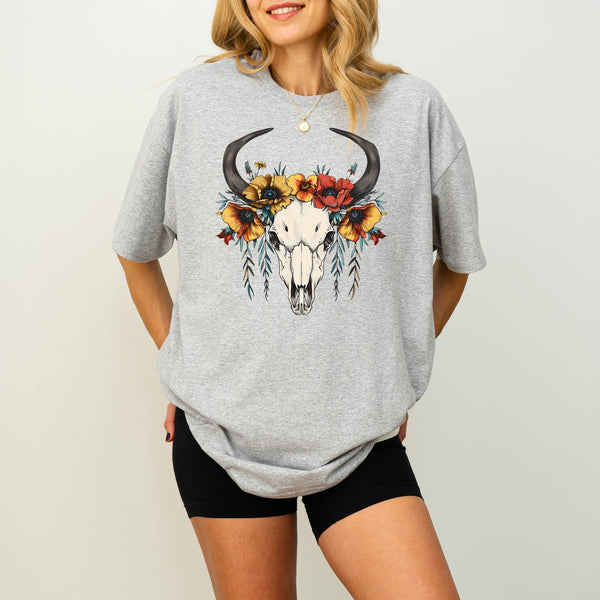 Western Kuhschädel T-Shirt | Boho-Shirt-FaceeCo