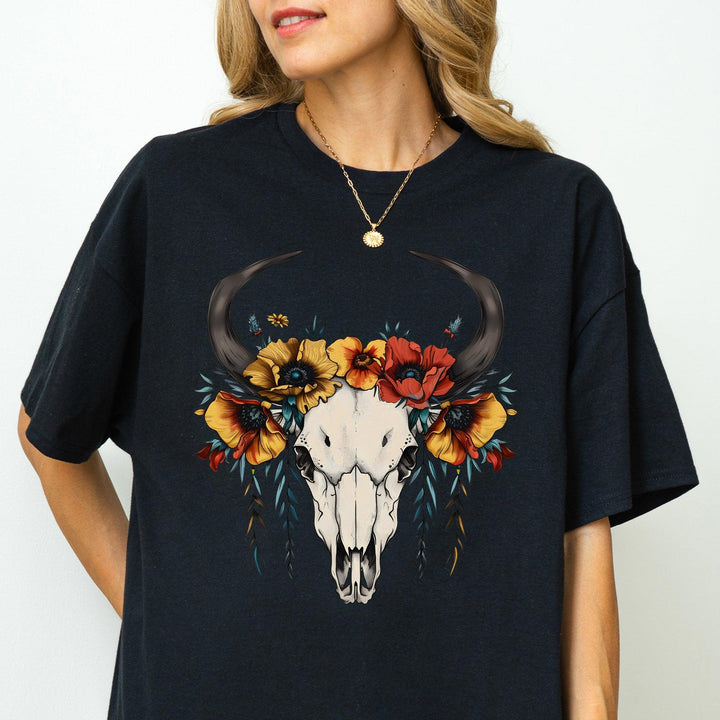 Western Kuhschädel T-Shirt | Boho-Shirt-FaceeCo