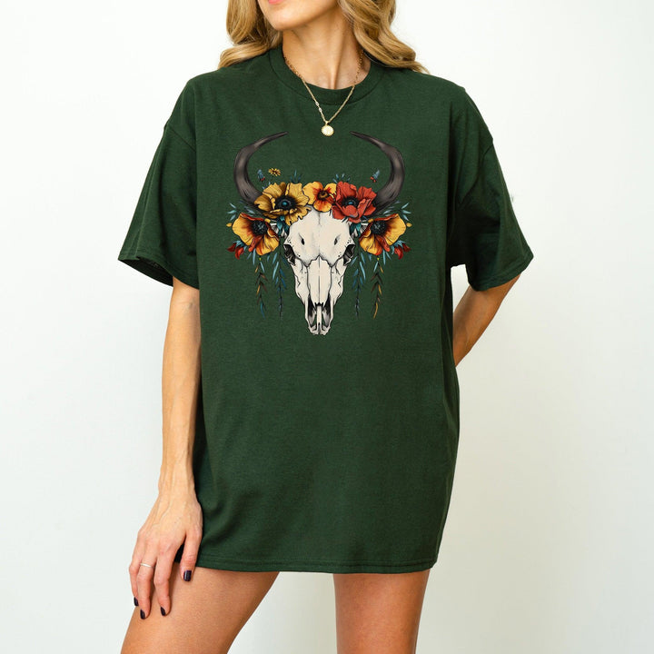 Western Kuhschädel T-Shirt | Boho-Shirt-FaceeCo